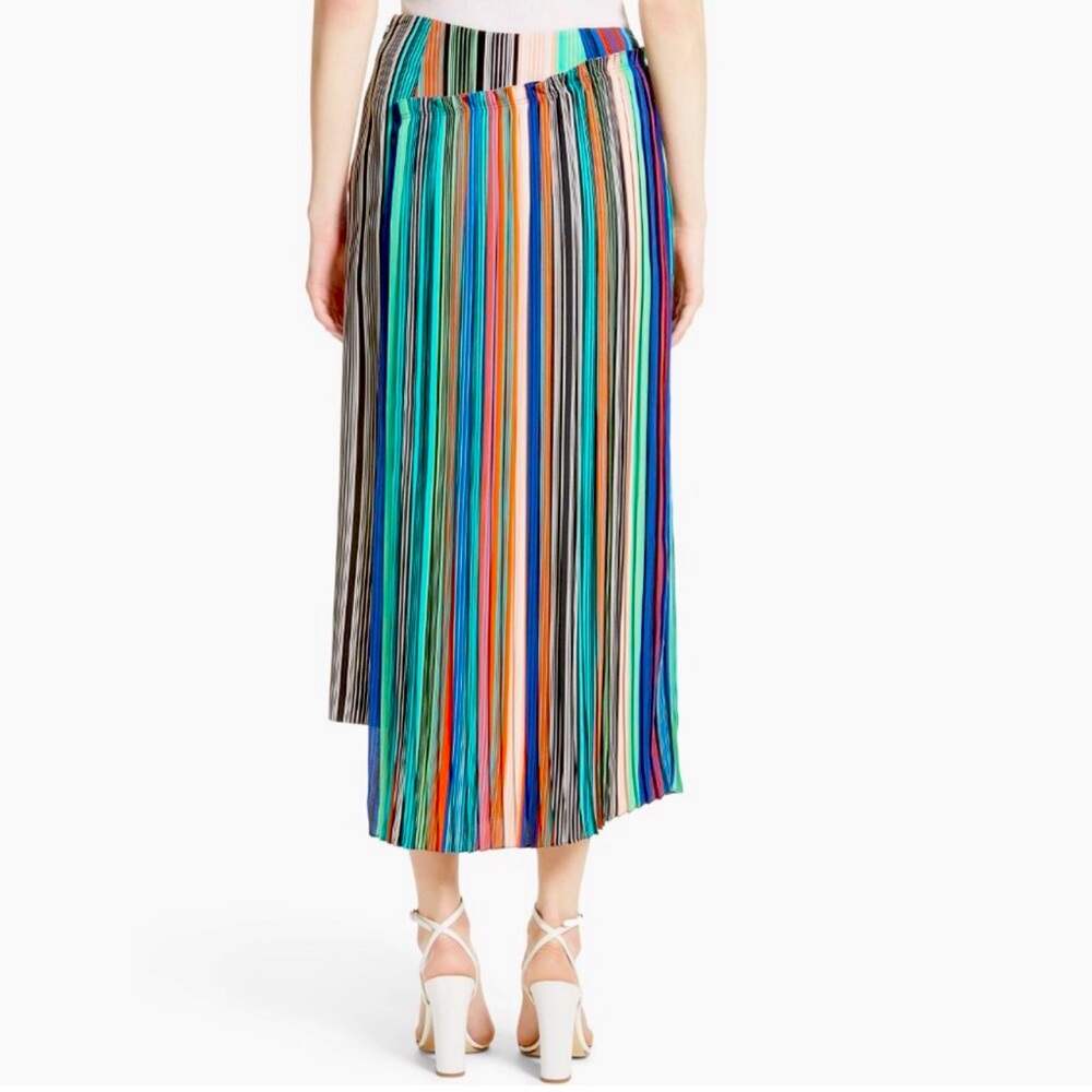 Diane von Furstenberg Stripe Asymmetrical Overlay Midi Skirt Size 0